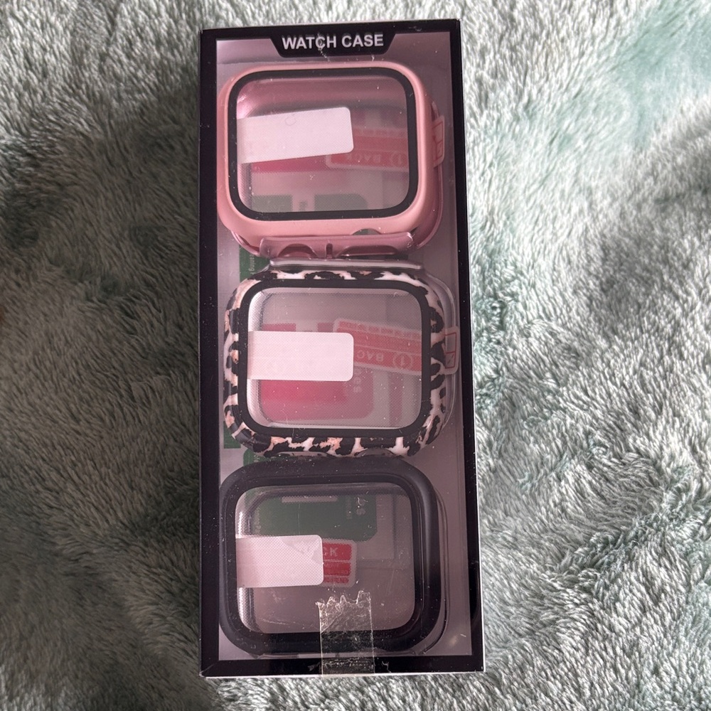 Set of Three Watch Cases - Pink, Black, Leopard for Apple Iwatch